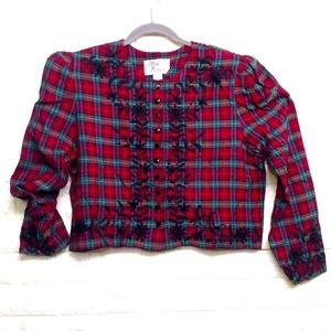 Vintage 80s Blouse Red Plaid Tartan ❤️